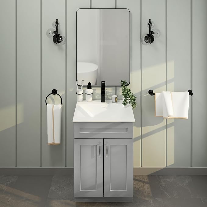 Bathroom Vanity Sink Base Ready-to-Assemble Bathroom Cabinet 24"/30'/36" Width (Vanity Base in Light Grey Shaker, 24 inch)