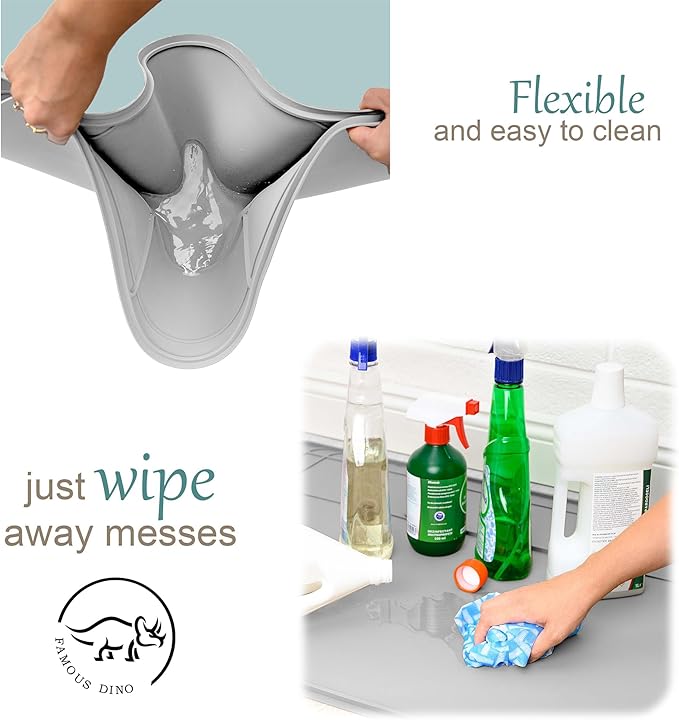 The Original Under Sink Mat - Silicone Waterproof mat, Trimmable, Easy to Clean, Kitchen cabinet liner, Under sink protector mats, Drip Tray with Lip - 34" x 22" or smaller