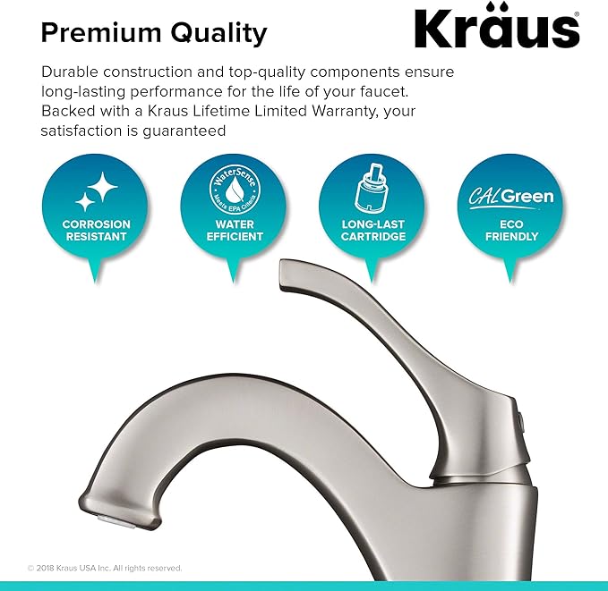 Kraus KVF-1200SFS Arlo Bathroom Faucet, Spot Free Stainless Steel