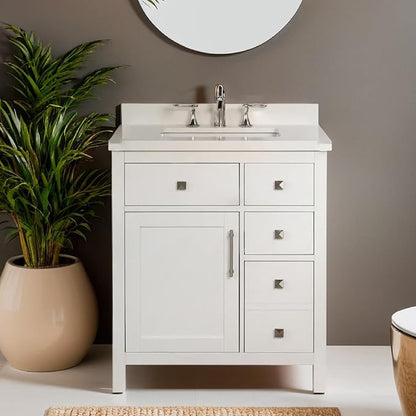 Lavanti Oakford 30 Inch Bathroom Vanity with Sink – Stylish White Vanity Bathroom with Storage Cabinet – Modern Bathroom Vanities with Single Vanity Sink & Quartz Countertop