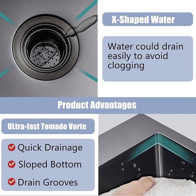 28x18 Inch Black Kitchen Sink, Topmount Drop In Stainless Steel Single Bowl Kitchen Sink, 16 Gauge Extra-Thick Modern Bar Prep RV Laundry Sinks with Mounting Brackets and Basket Strainer