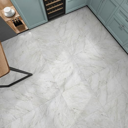 Marble Peel and Stick Floor Tile Stickers 20 PCS Self Adhesive Floor Tiles Waterproof Bathroom Vinyl Peel and Stick Tile Removable Vinyl Flooring for Kitchen Bedroom Tectured Grey 12 x 12 in