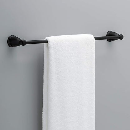 Franklin Brass Kinla 5-Piece Bathroom Set Matte Black 18" and 24" Towel Bar Racks, Toilet Paper Holder, Ring, Hook KIN5PC-MB