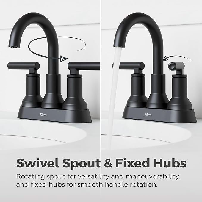 Pfister Capistrano Bathroom Sink Faucet, 4-Inch Centerset, 2-Handle, 3-Hole, NSF Certified, Spot Defense Matte Black Finish, LF048CSOSDB