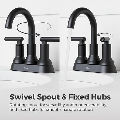 Pfister Capistrano Bathroom Sink Faucet, 4-Inch Centerset, 2-Handle, 3-Hole, NSF Certified, Spot Defense Matte Black Finish, LF048CSOSDB