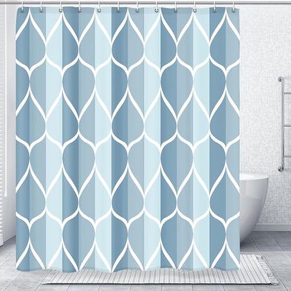 Gelbchu Geometric Shower Curtain for Bathroom, Light Blue, 72x72 Inch | with Hooks, Premium Polyester, Quick Dry, Water Repellent, Machine Washable, Rustproof Grommets, Modern Minimalist