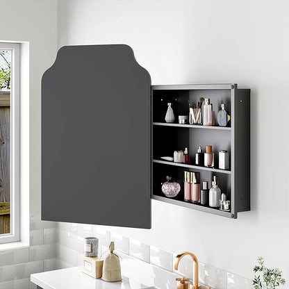 Casaphoria 36" H x 24" W Bathroom Medicine Cabinet with Mirror, Metal Frame Wall Medicine Cabinets Mirrors, Black J