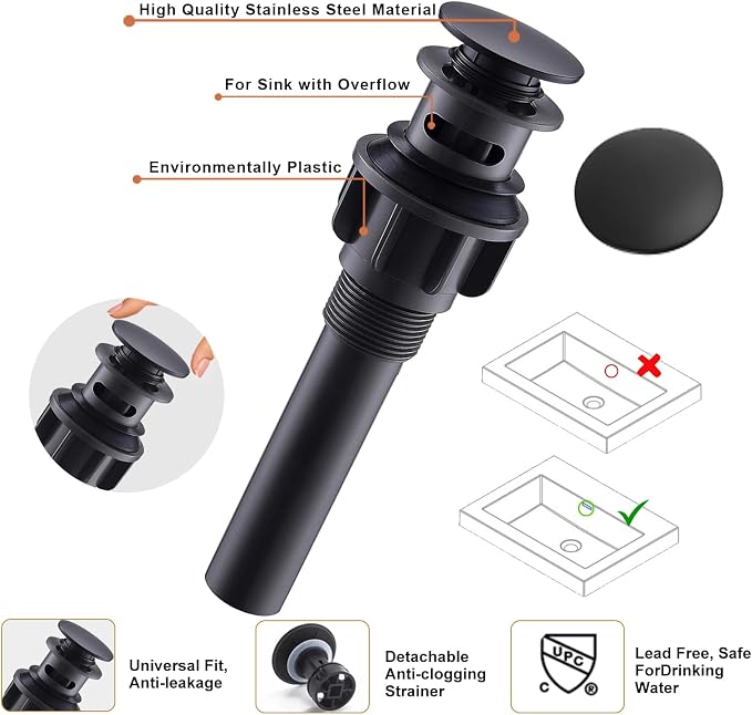 Matte Black Bathroom Sink Faucet, Unique Design and Pop Up Drain