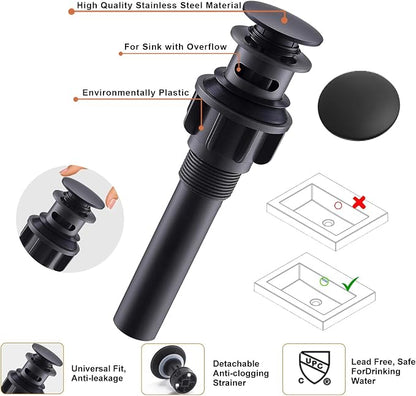 Matte Black Bathroom Sink Faucet, Unique Design and Pop Up Drain