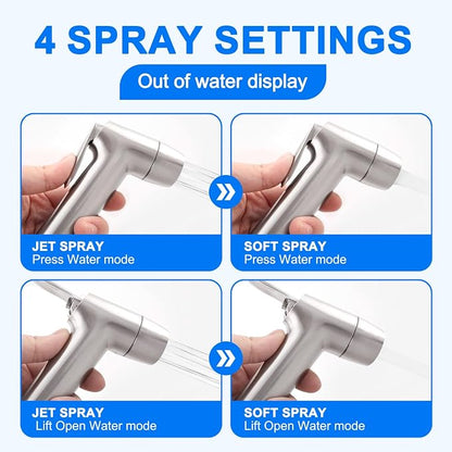 Brushed Nickel Handheld Bidet Sprayer, Muslim Shower Bidet Attachment, Cloth Diaper Toilet Sprayer, Jet Spray for Feminine Wash