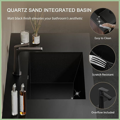 Wall Mounted Bathroom Sink Vanity, Modern 72" Floating Vanity with 2 Resin Top Basins and 2 U-Shaped Soft-Close Storage Drawers, Striped Bathroom Storage Cabinet with Invisible Handle, Black
