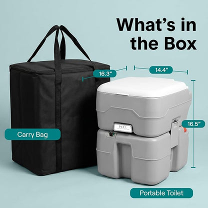 SereneLife 5.2 Gal Portable Camping Toilet For Adults, 100+ Flushes, Porta Potty Camp Toilet with Detachable Waste Tank, Level Indicator, Carry Bag, Suitable for Camping, Hiking, and Boating