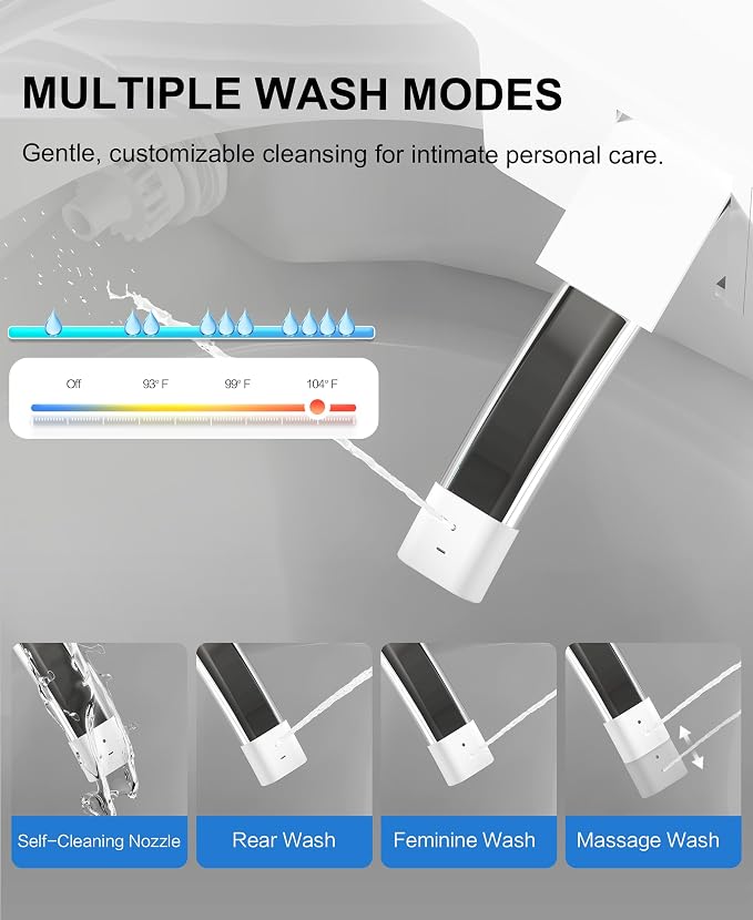 Smart Toilet with Bidet Built In, Auto Flush, ADA Comfort Height | Built-in tank supports 1000g MaP and outage flushing; Foam Shield, auto lid, heated seat, instant warm wash/dry add comfort.