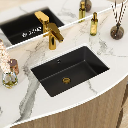 White Undermount Bathroom Sink 18.1"x12.4"Ceramic Basin | Modern Porcelain Under Counter Bathroom Vanity Sink, Interior Bowl 16.3"x 10.6", Rectangular Undermount Basin with Overflow