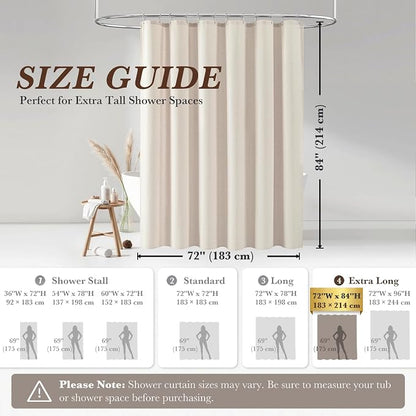 Natural Linen Shower Curtain Farmhouse Bathroom Decor 72x84 Inches | Boho Bathroom Decor,12 Sturdy Stainless Steel Sliding Hangers,Rustic Country Style,Linen Shower Curtains for Bathroom