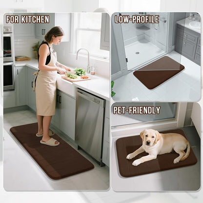 Yimobra Bathroom Runner Rugs 72"x24" Non Slip Washable Memory Foam Bath Mat, Super Soft Water Absorbent Hallway Carpet for Vanity Tub Shower, Brown