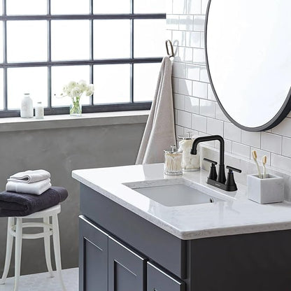 Matte Black Bathroom Sink Faucet, Hurran 4 inch Bathroom Faucets for Sink 3 Hole with Pop-up Drain and Supply Hoses, 360 Swivel Spout Centerset Faucet for Vanity RV Farmhouse, 2 Pack