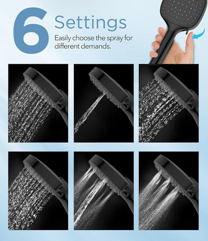MakeFit Filtered Shower Head with Handheld, 7 Modes High Pressure Handheld Showerhead with Filters, Detachable Shower Heads Water Softener Filters Beads for Hard Water - Remove Chlorine & Heavy Metals