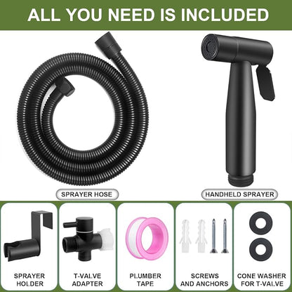 Handheld Bidet Sprayer, Toilet Cleaning, Baby Diaper, Hygienic Cleanup, Quick and Easy Installation, Multiple Uses, Stainless Steel, Brushed Finish