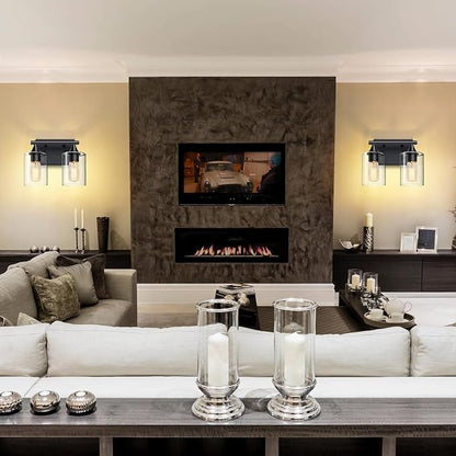 Vanity Lighting Fixtures,2-Light Bathroom Lights Over Mirror,Modern Sconces Wall Lighting with Clear Glass Shade,Light Fixture for Bathroom Bedroom Living Room Vanity Table Hallway