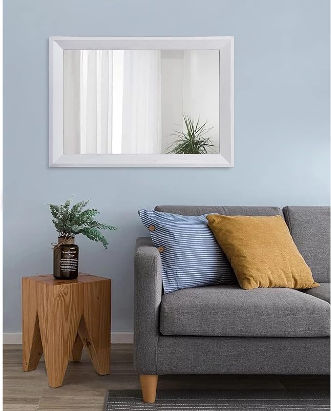 AAZZKANG Rectangular Wall Mirror Decorative Wood Framed Mirrors Large 26"x18" for Farmhouse Bedroom Bathroom Living Room Entryway Hanging Home Decor