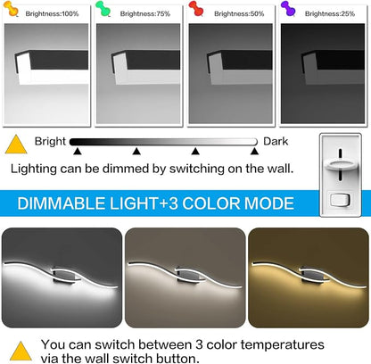 PRESDE 40 Inch Bathroom Light Fixtures Black Vanity Light Bar LED Modern Bath Wall Lighting Over Mirror Dimmable 3CCT