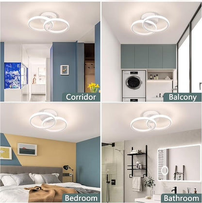 CANEOE Round Modern Led Ceiling Light Fixtures, 6000K Cool White Hallway Light Fixtures Ceiling, Bathroom Close to Ceiling Lights for Corridor Stair Aisle Lamps (White, 1 Pack)