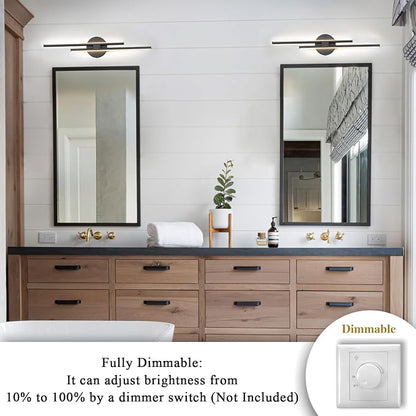 EDISLIVE Dimmable Modern LED Vanity Light Fixtures Bathroom Vanity Wall Lighting, 23.6 in Mirror Vanity Lighting Fixtures for Bathroom Bedroom Makeup Living Room,3000K Warm Light(Black)