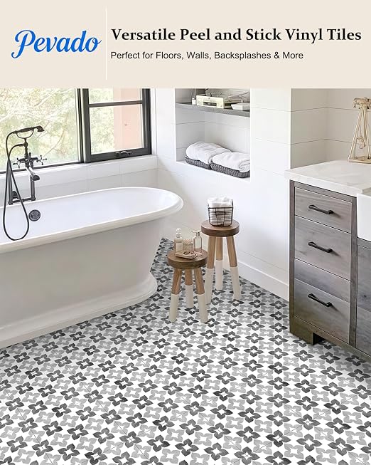 Peel and Stick Floor Tile, Waterproof Vinyl Flooring, Snap-Proof DIY Flooring Tiles for Bathroom, Kitchen, Fireplace, Wall, Backsplash, Home Decor, No Residue, 20 Tiles-7.87" Thin Ver, Gray