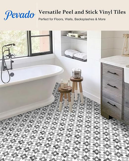 Peel and Stick Floor Tile, Waterproof Vinyl Flooring, Snap-Proof DIY Flooring Tiles for Bathroom, Kitchen, Fireplace, Wall, Backsplash, Home Decor, No Residue, 20 Tiles-7.87" Thin Ver, Gray