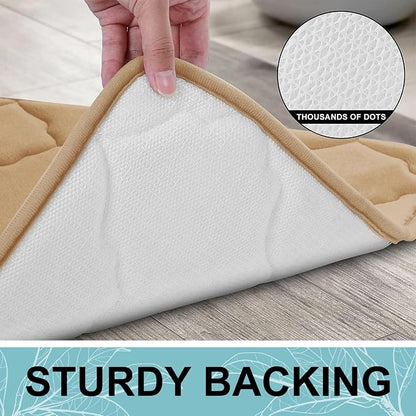 OLANLY Memory Foam Bath Mat Rug 44x24, Ultra Soft and Absorbent Bathroom Rugs, Non-Slip, Comfortable, Machine Washable Bath Carpet for Bathroom Floor, Tub Shower and Home Decor Accessories, Dark Beige