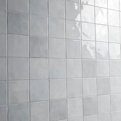 M S International Renzo Sky Glossy Ceramic Square Wall Tile for Bathroom, Kitchen Backsplash, Accent, and Shower - Sample
