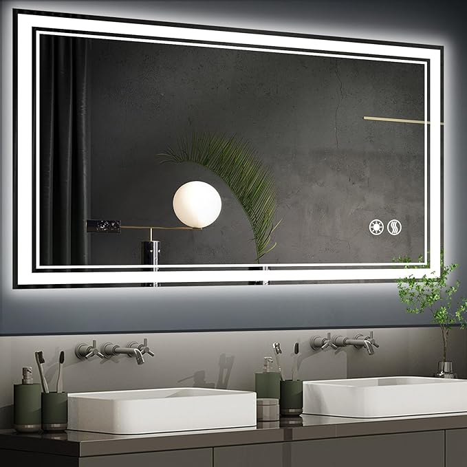 48“ x 28” LED Bathroom Mirror with Lights Anti-Fog Dimmable 3 Colors LED Mirror for Bathroom Memory Function Smart Mirror Wall Mounted Horizontal/Vertical