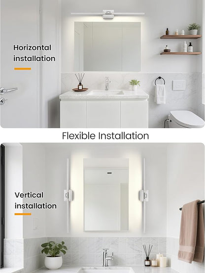 NIORSUN 46.5 Inch Modern Bathroom Light Fixture, 40W 5CCT Dimmable LED Chrome Bathroom Vanity Lights Over Mirror, Vanity Lights for Bathrooms Restroom Mirror