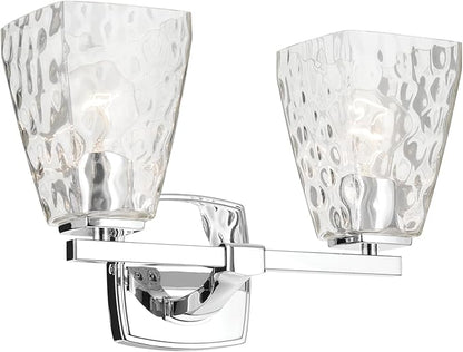 Kichler Marant 14.25" 2-Light Vanity Light with Clear Water Glass in Chrome, for Bathroom, Powder Room, Over a Mirror, (14.25" W x 9.5" H), 55215CHWTR