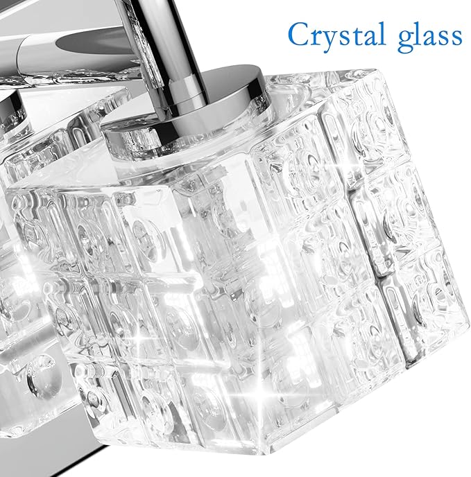 Ralbay Crystal Vanity Lights - 4 LED Modern Matte Black Bathroom Vanity Lights Over Mirror