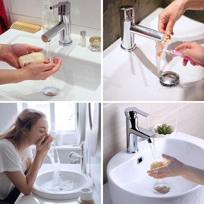 Hibbent 2 Pack All Metal Upgraded Bathroom Sink Stopper, Universal Pop Up Sink Drain Strainer, Brass Bullet Core Push Type Sink Stopper for 1.1''~2.3''' Basin, Anti Clogging Drain Filter, Chrome