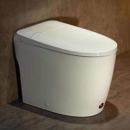 Elongated One Piece Toilet with 17.2" ADA Comfort Height Seat | Modern Toilet for Bathroom, 1.0GPF Button & Foot Kick Flush, Air Pressure Assisted Flush, 12'' Rough-in, Standard White Bowl