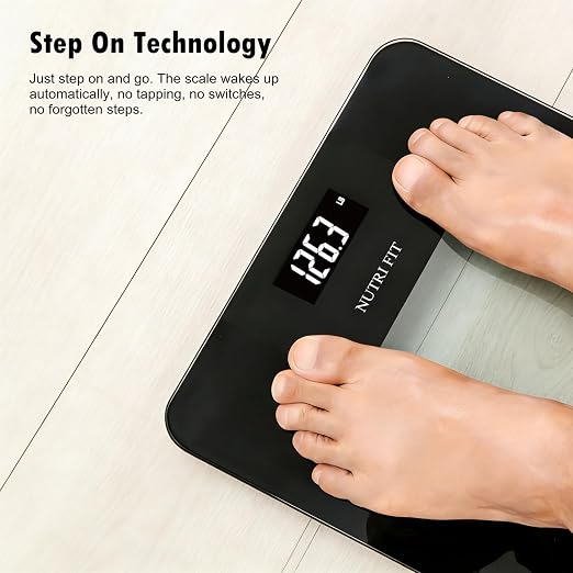 Digital Bathroom Scale for Body Weight Loss 0.1lb High Accuracy | Tempered Glass, 0.1lb Precision, 400lb Capacity, Larg Backlit LCD Display, Step-On Technology, Weight Loss for Home Fitness