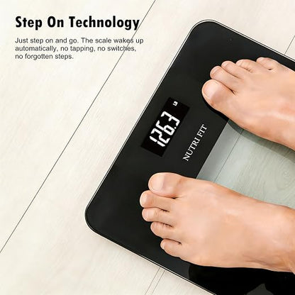 Digital Bathroom Scale for Body Weight Loss 0.1lb High Accuracy | Tempered Glass, 0.1lb Precision, 400lb Capacity, Larg Backlit LCD Display, Step-On Technology, Weight Loss for Home Fitness