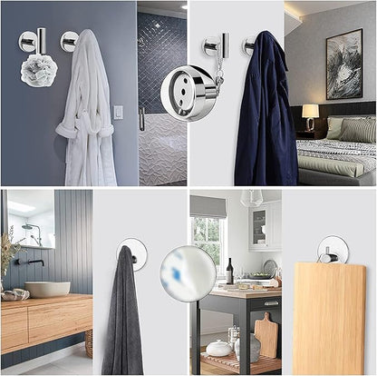 NearMoon Bathroom Hardware Set SUS 304 Thicken Stainless Steel-Towel Bar Set Include 16" Towel Rod, Toilet Paper Holder, Multifunctional Hooks Bathroom Accessories (Chrome Finish, 5 Pcs)