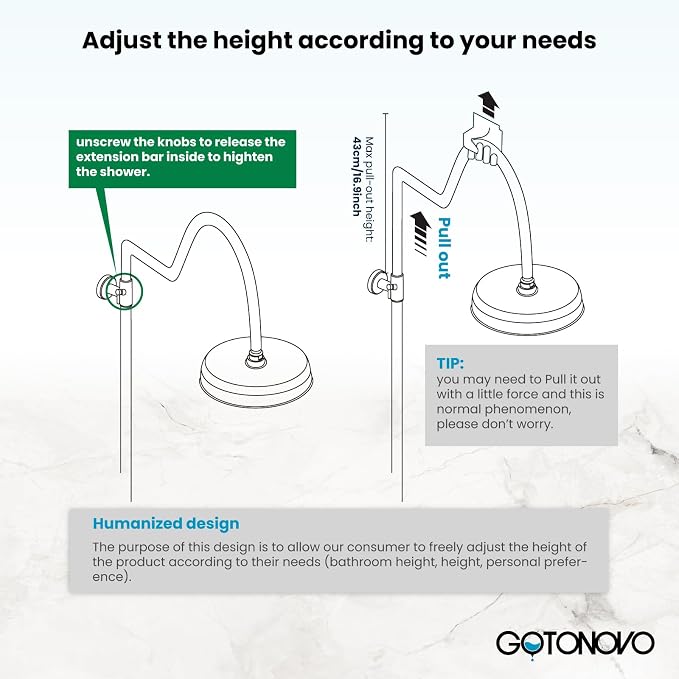 gotonovo Exposed Bathroom Shower System Two Cross Handle Polished Gold | Vintage Brass Tub Shower Faucet Set,8’’ Rain Head with Handheld Spray,Swivel Tub Spout,6’’ Hole Distance,Adjustable Height