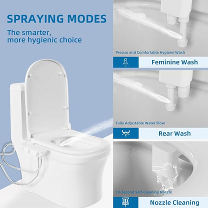 Garvee Non-Electric Bidet Attachment, Dual Nozzle, Side Control | Adjust water temp & pressure; self-cleaning nozzles; quick DIY install fits most toilets—fresh, comfortable rinse without pow