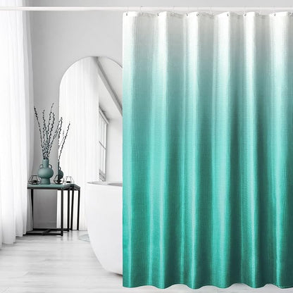 Teal Ombre Fabric Shower Curtain for Bath Decor, 72 x 72 | Teal Gradient Fabric Shower Curtain, Cloth-Textu Bathroom Curtains Shower Set, Water Repellent and Machine Washable