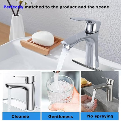 Bathroom/Basin Mixer for hot and Cold Water with Silent Anti-drip Single Lever Sink Faucet for Bathroom, washbasin, kitchenette Type, Hybrid Water-Saving washbasin Faucet (Chrome)