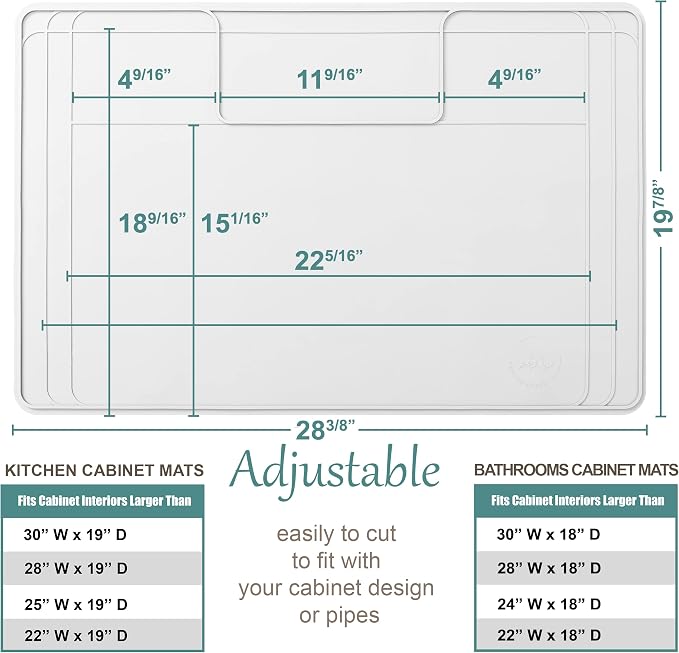 Original Under Sink Mat - Adjustable Silicone, Waterproof Vanity Mat - 28" x 19" or Smaller
