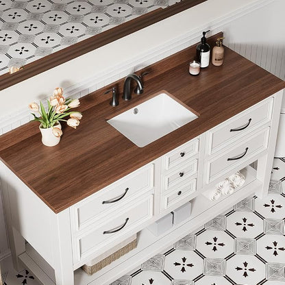 16 Inch Small Rectangle Undermount Bathroom Sink Vessel Sink Lavatory Ceramic White Vanity Top Sink with Overflow (15.7"X11.8")
