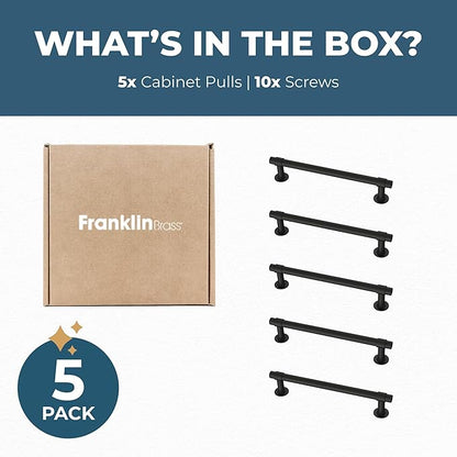 Franklin Brass Francisco (5-Pack) Cabinet Handles 5-1/16" Hole Center Pulls | Matte Black Hardware Kitchen Door, Drawers, Dressers, Furniture P29618Z-FB-B1
