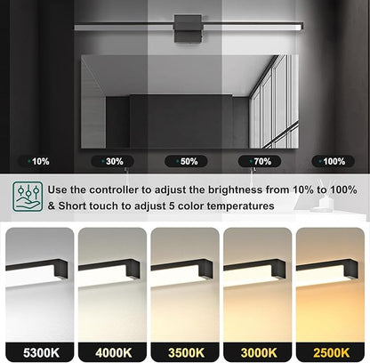 OKELI Modern Bathroom Light Fixtures Over Mirror, 40 Inch Matte Black Vanity Light Bar for Bathroom, 24W 5CCT Diammable Wall Light