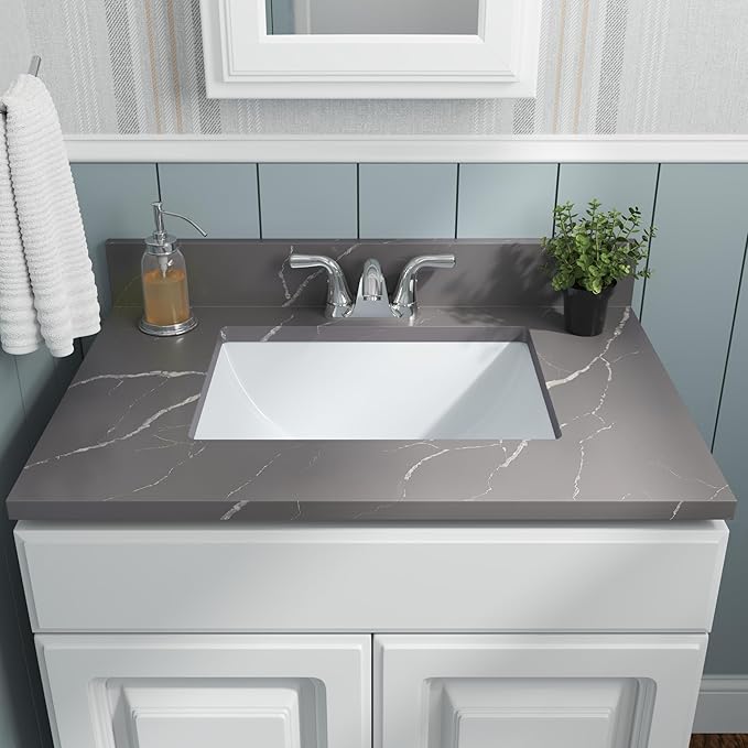 MSI 18.5” (L) x 13.75” (W) x 8.0” (H) Rectangle Porcelain Ceramic Undermount Bathroom Vanity Vessel Sink, White